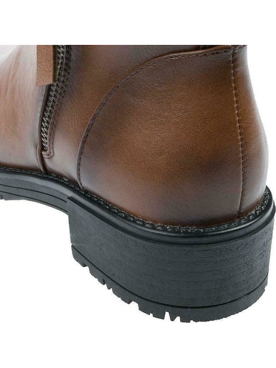 Leder Stiefeletten Damen Tabac Braun