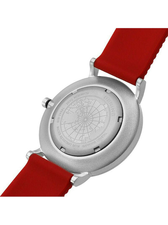 Bering Time Women's Watch with Red Rubber Strap
