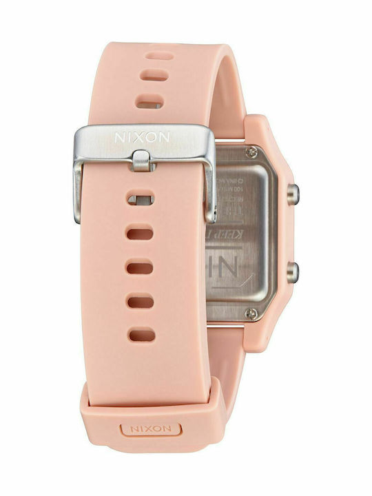 Nixon Ψηφιακό Γυναικείο Ρολόι 39mm Μπαταρίας με Ροζ Καουτσούκ Λουράκι