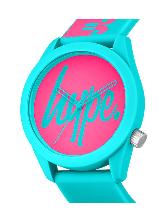 Hype Women's Watch with Turquoise Rubber Strap