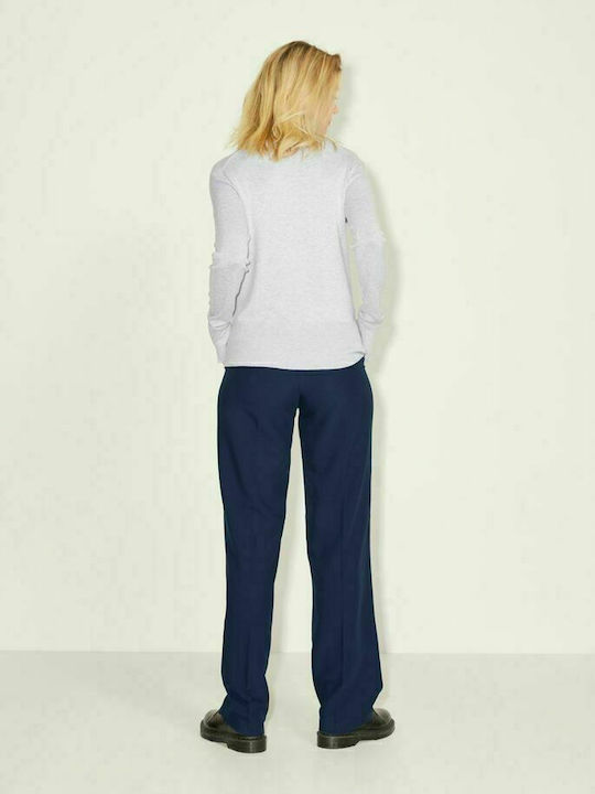 Jack & Jones Women's High-waisted Fabric Trousers in Regular Fit Navy Blue
