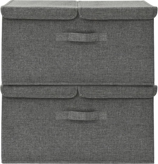 vidaXL Fabric Storage Box with Lid Gray 50x30x25cm 2pcs
