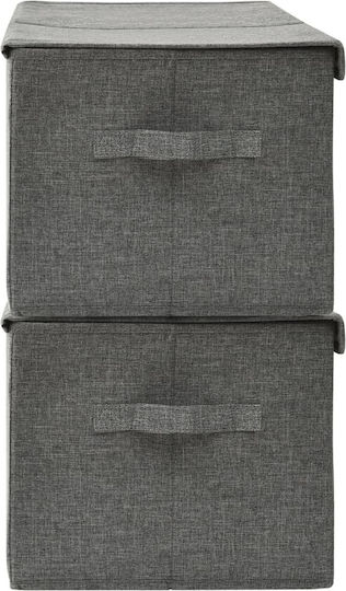 vidaXL Fabric Storage Box with Lid Gray 50x30x25cm 2pcs