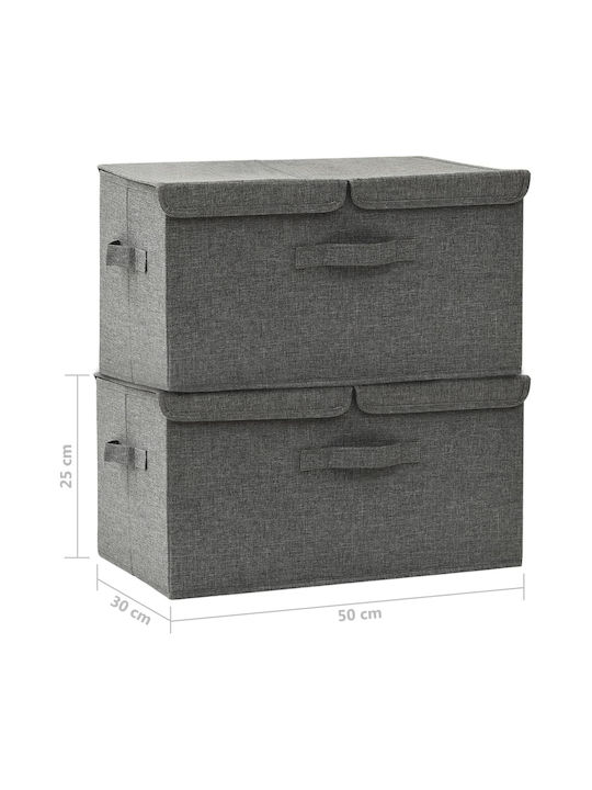vidaXL Fabric Storage Box with Lid Gray 50x30x25cm 2pcs