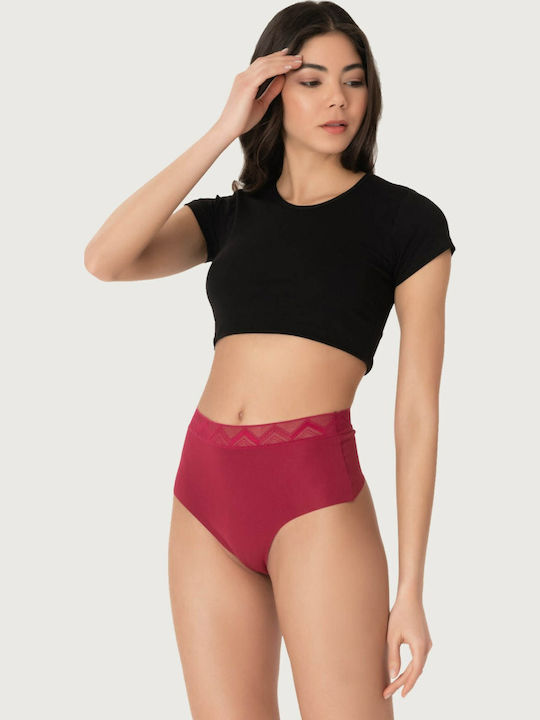 High-waisted Women's String Seamless Burgundy