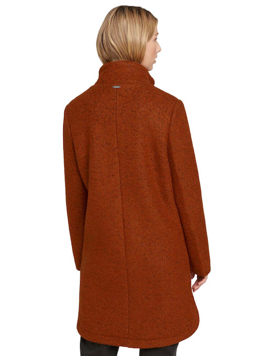 Tom Tailor Women's Curly Short Coat with Zipper Amber Brown