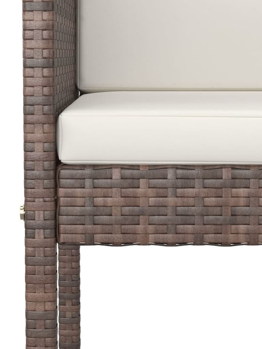 Garden Bar Stool Outdoor Rattan with Brown Cushion 4 Pieces 50x48x100cm