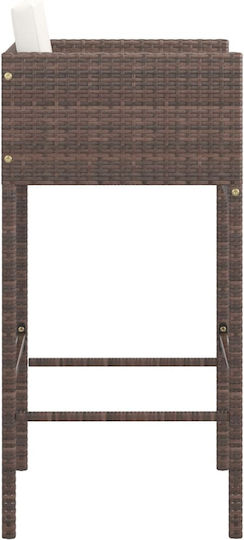 Gartenhocker für Bar Außeneinsatz Rattan mit Braunen Kissen 4 Stück 50x48x100cm