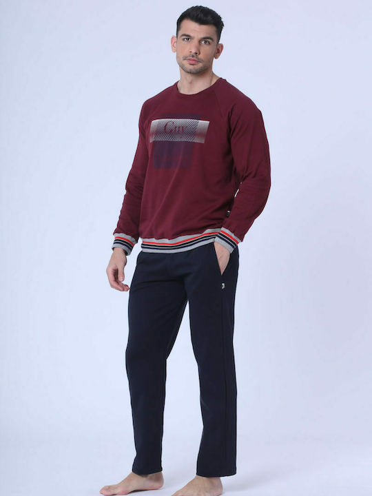 Guy Laroche Men's Winter Pajamas Set Burgundy