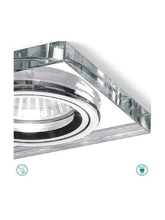 Gea Luce Ophelia Square Metallic Recessed Spot with Socket GU10 Silver 8x8cm. 1pcs Gea Luce Ophelia Square Metallic Recessed Spot with Socket GU10 Silver 8x8cm. 1pcs