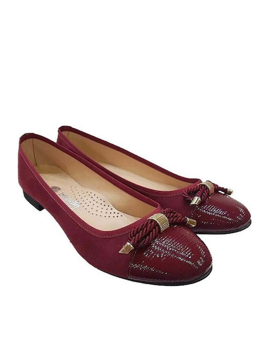 Synthetic Leather Ballerinas Burgundy