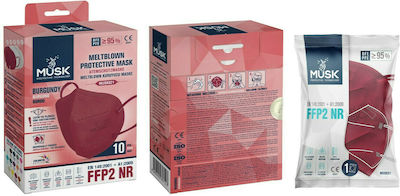 Musk Meltblown Protective Disposable Protective Mask FFP2 Burgundy 10pcs