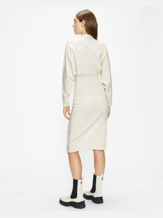 Ted Baker Midi Dress Turtleneck White