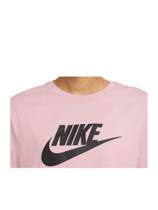 Sportswear Γυναικείο Αθλητικό Crop Top Κοντομάνικο Ροζ