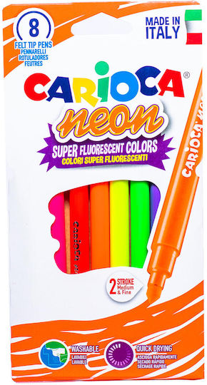 Carioca Neon Washable Neon Drawing Markers 7mm Thick Set 8pcs