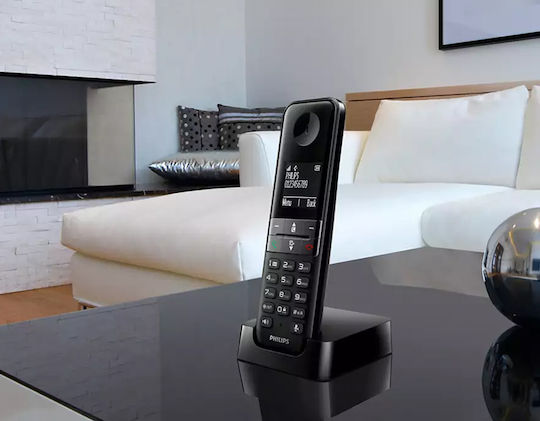 Philips D470 Ασύρματο Τηλέφωνο με Ελληνικό Μενού Μαύρο