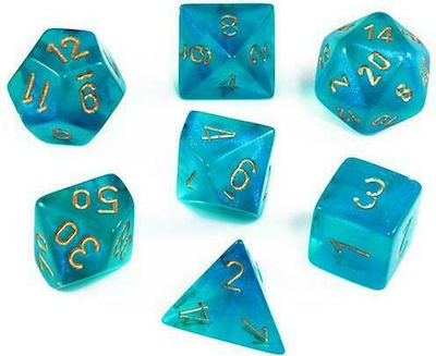 Chessex Borealis Polyhedral Würfel Teal/Gold Leuchtende Würfel-Set 7Stück 27585