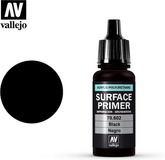 Acrylicos Vallejo Surface Primer Χρώμα Μοντελισμού σε Μαύρο χρώμα 18ml