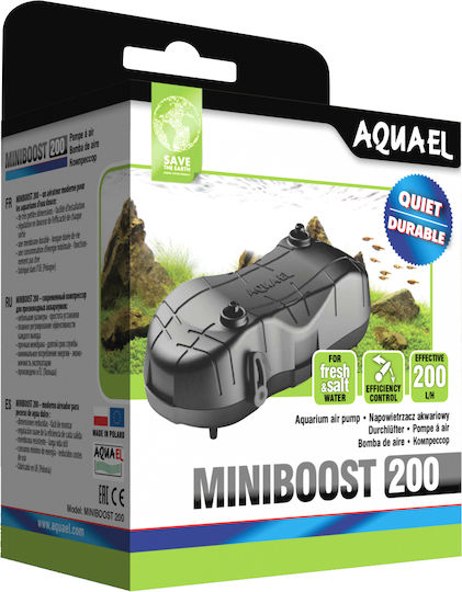 Aquael Miniboost 200 Aquarium Luftpumpe mit maximale Flussgeschwindigkeit von 200lt/h