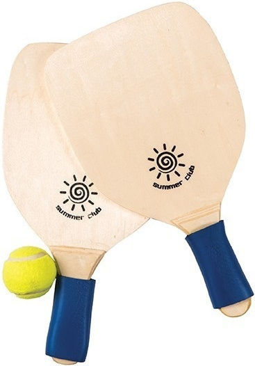 AMILA Set Strandrackets Braun mit Geradem Blau Griff und Ball