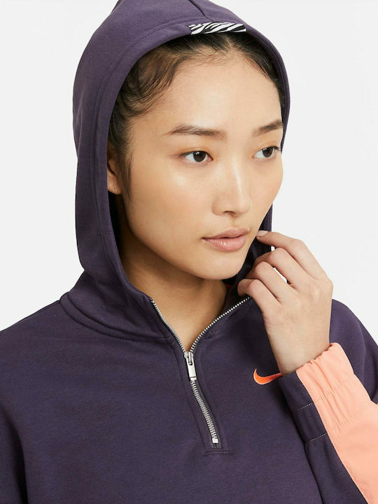 Icon Clash Women's Sweatshirt Hooded Dark Raisin/Crimson Bliss/Bright Mango