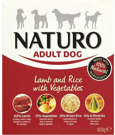 Naturo Nassfutter Hunde in Beutel mit Lamm, Gemüse und Reis 400gr