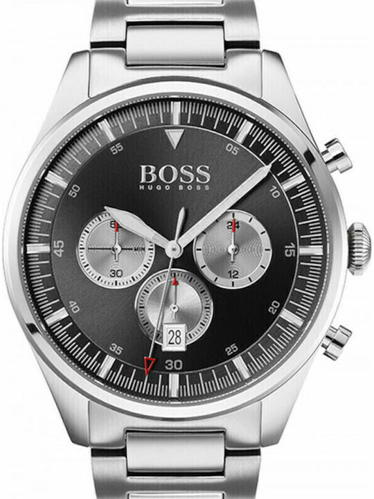 Montre Pioneer Men's Watch 44mm Chronograph Battery With Silver Steel Bracelet