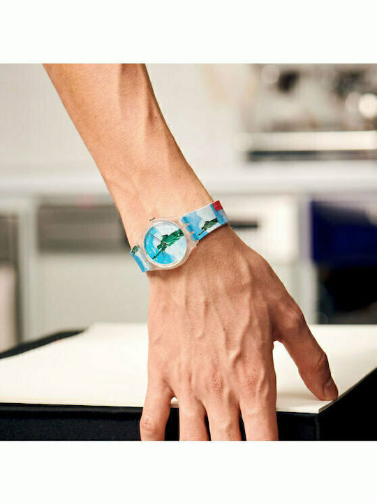 Swatch New York By Tadanori Men's Watch 34mm Battery with Rubber Strap