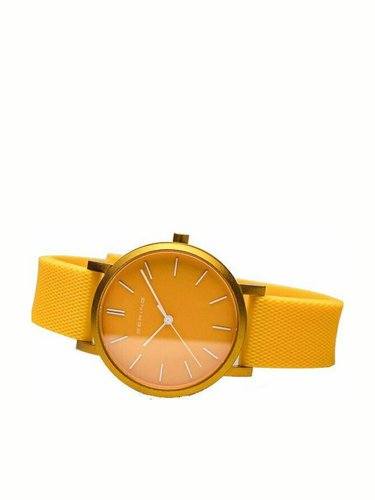 Bering Time Aurora Men's Watch 34mm Battery with Yellow Rubber Strap