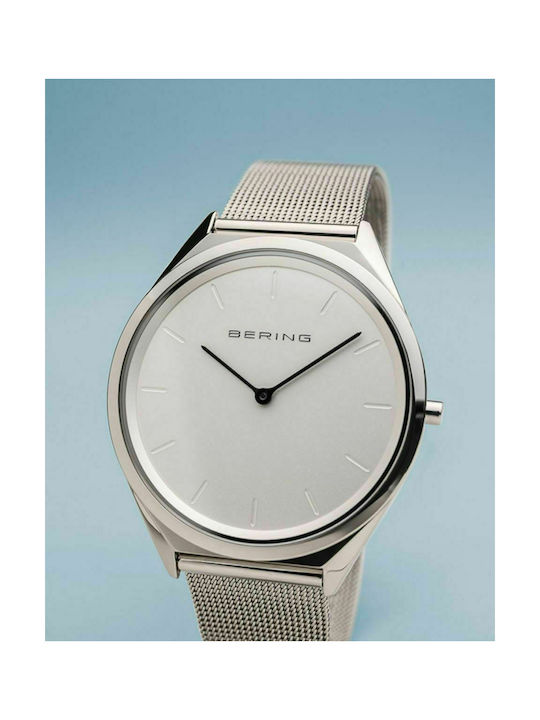 Bering Time Ultra Slim Ανδρικό Ρολόι 39mm Μπαταρίας με Ασημί Ατσάλινο Μπρασελέ