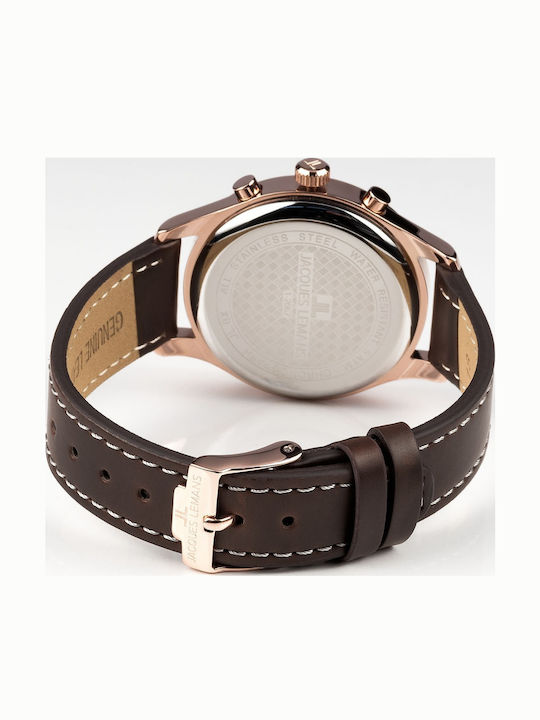 Jacques Lemans Retro Classic Ανδρικό Ρολόι 38mm Μπαταρίας με Καφέ Δερμάτινο Λουράκι