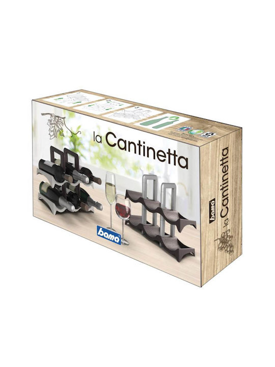 Bama Tabletop Suport pentru Sticle Plastic pentru 6 Sticle Alb - maro închis 33x19x27.5εκ.