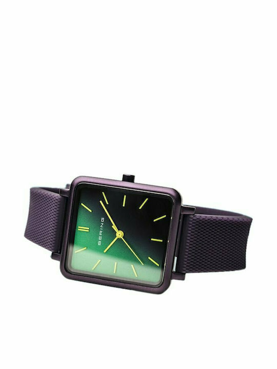 Bering Time True Aurora Ανδρικό Ρολόι 28mm Μπαταρίας με Μωβ Καουτσούκ Λουράκι