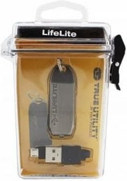 True Utility Rechargeable Keychain Flashlight LED with Maximum Brightness 30lm LifeLite Silver