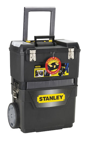 Stanley Wheeled Plastic Tool Carrier 2 Slot with Toolbox W47.3xD30.2xH62.7cm