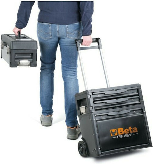 Beta Wheeled Plastic Tool Carrier 3 Slot with Toolbox W72.2xD49.5xH30.6cm C43