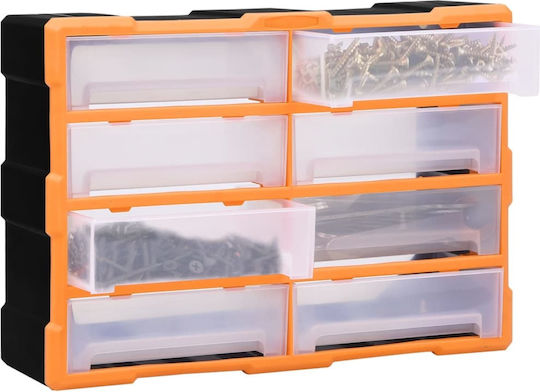 vidaXL Plastic Tool Box Drawer with 8 Drawers 52W x 16L x 37H cm