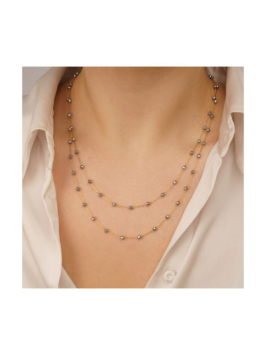 Excite-Fashion Necklace Double from Gold Plated Steel