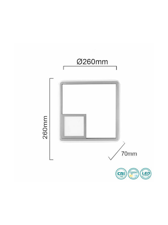 Ondaluce Ap.Dowel/Silver Μοντέρνο Φωτιστικό Τοίχου Ασημί 26x26εκ.