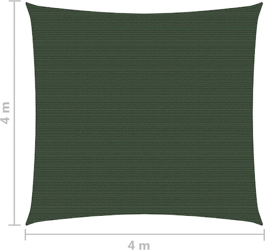 vidaXL Platz Sonnensegel Grün Mit Hoop 4x4m 160gr/m² hergestellt aus HDPE 160gr/m²