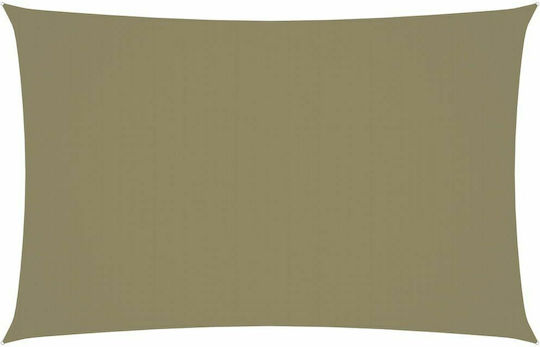 vidaXL Rectangular Shade Sail Beige With Hoop & with PU Coating 2x5m Rectangle made of Oxford fabric