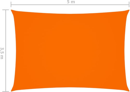 vidaXL Rectangular Shade Sail Orange With Hoop & with PU Coating 3.5x5m Rectangle made of Oxford fabric