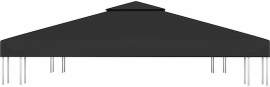 vidaXL Κάλυμμα για Κιόσκι Μαύρο με Επίστρωση PVC 3x3m