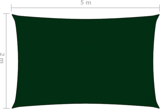 vidaXL Rectangular Shade Sail Green With Hoop & with PU Coating 2x5m Rectangle made of Oxford fabric