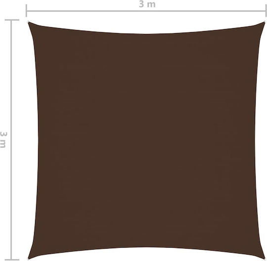 vidaXL Square Shade Sail Brown With Hoop & with PU Coating 3x3m