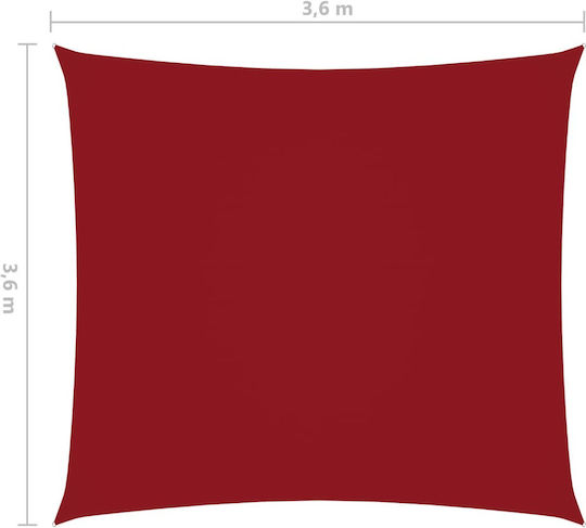 vidaXL Platz Sonnensegel Rot Mit Hoop & mit PU-Beschichtung 3.6x3.6m Quadratisch, aus Oxford-Gewebe