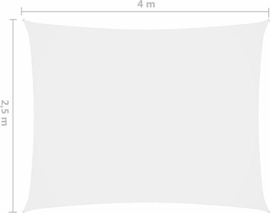 vidaXL Rectangular Shade Sail White With Hoop & with PU Coating 2.5x4m Rectangle made of Oxford fabric