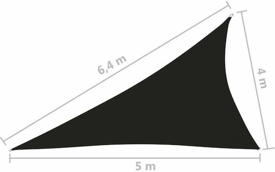 vidaXL Triangle Shade Sail Black With Hoop & with PU Coating 4x5x6.4m made of Oxford fabric