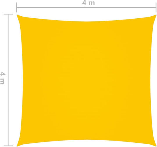 vidaXL Square Shade Sail Yellow With Hoop & with PU Coating 4x4m Square made of Oxford fabric