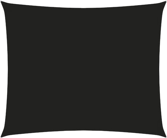vidaXL Rectangular Shade Sail Black With Hoop & with PU Coating 3x4m Rectangle made of Oxford fabric